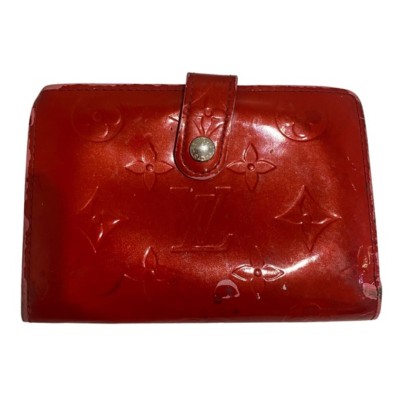 LV Louis Vuitton French Wallet Monogram Vernis in patent RED - designer - flawed - Picture 13 of 14
